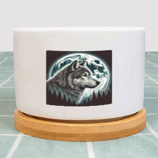 Nature Moon Alpha Cute Wolf Moon nature Plant Pots