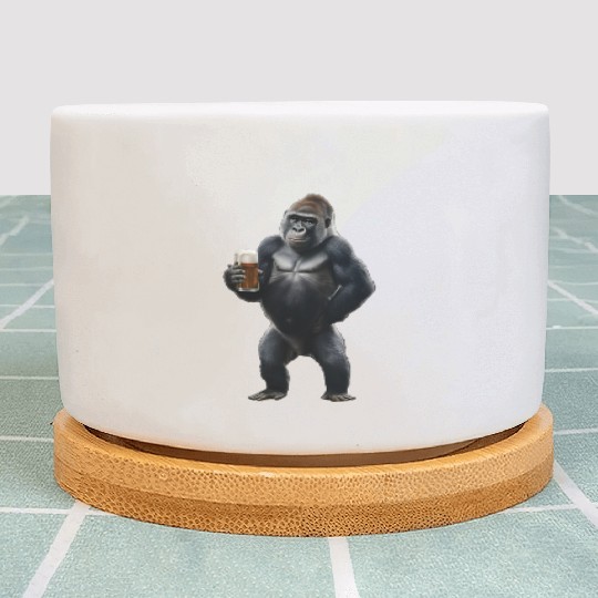 Gorilla Drinking Beer Realistic Plant Pots