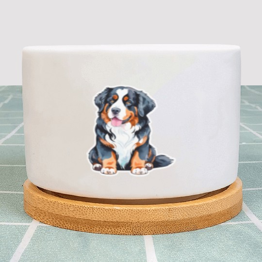 Bernese Mountain Dog Watercolor Plant Pots