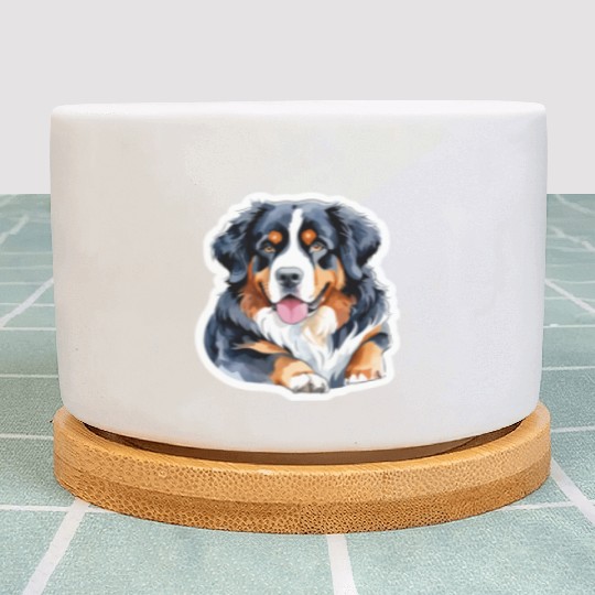 Bernese Mountain Dog Watercolor Plant Pots