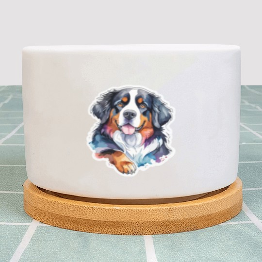 Bernese Mountain Dog Watercolor Plant Pots