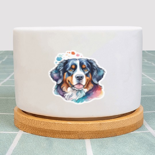 Bernese Mountain Dog Watercolor Plant Pots