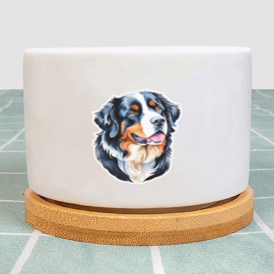 Bernese Mountain Dog Watercolor Plant Pots