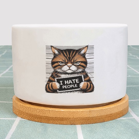 Funny Grumpy Cat: I Hate People-I Hate People Cat Plant Pots