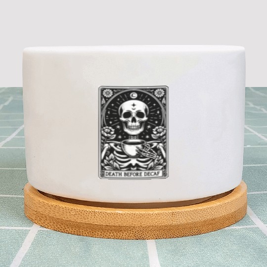 Death Before Decaf Tarot Card Plant Pots