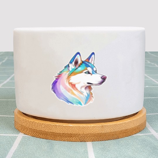 Siberian Husky Watercolor Plant Pots