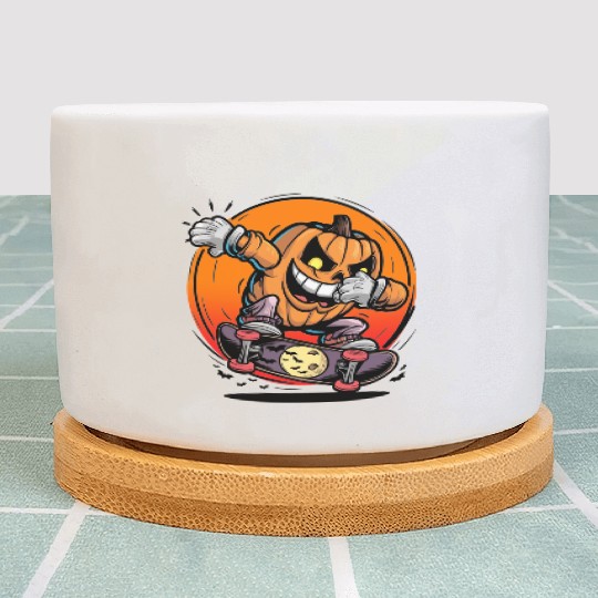 Halloween jack o lantern dabbing Plant Pots
