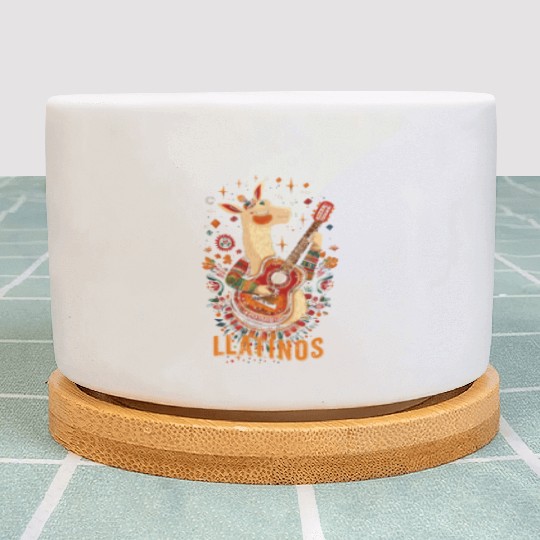 llatinos llama Playing Guitar Plant Pots