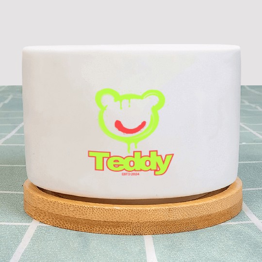 Neon Drip Teddy Bear Illustration Plant Pots