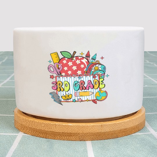 Retro Dalmatian Third Grade Back to School Apple P Plant Pots