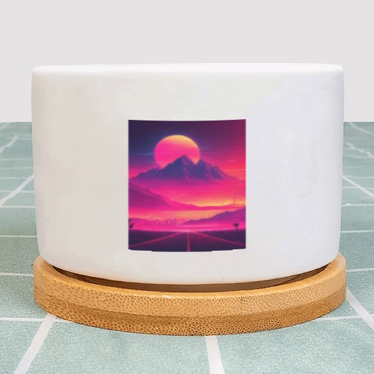 Neon Horizon: A Synthwave Journey Plant Pots