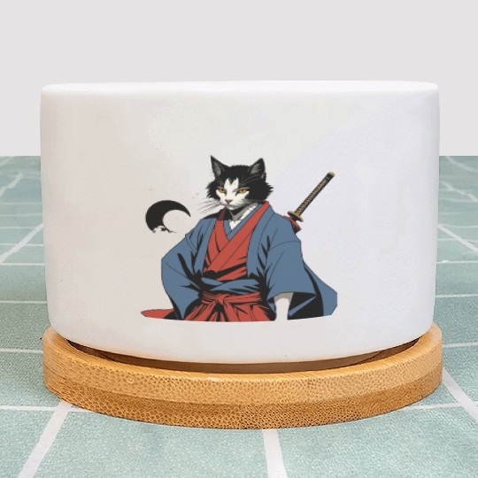 Samurai Cat Plant Pots