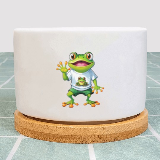 Green Happy Frog Plant Pots