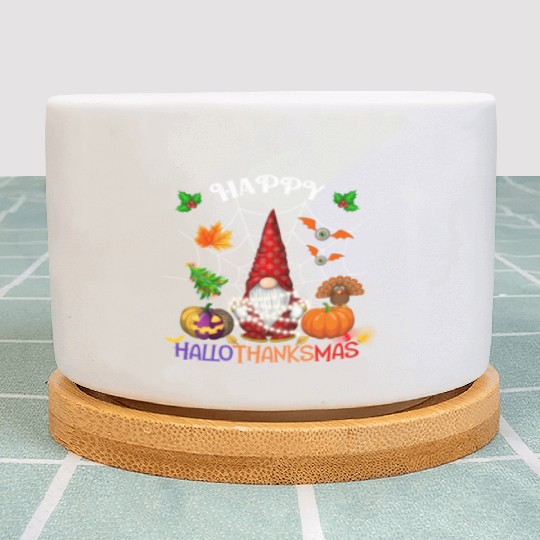 Happy HalloThanksMas Gnome Plant Pots