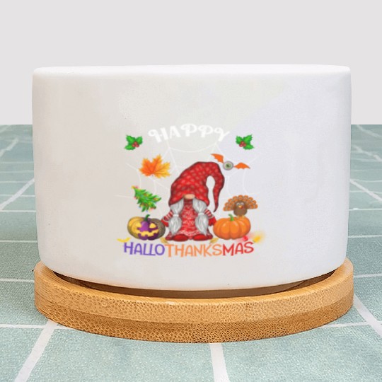 Happy HalloThanksMas Gnome Plant Pots