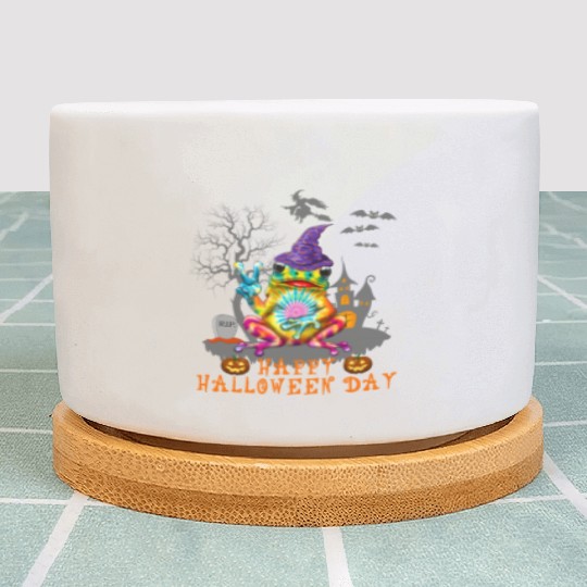 Pumpkin Frog costume on Frog Halloween Plant Pots