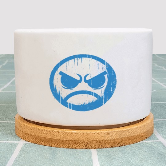 Cool Blue Angry Face Plant Pots