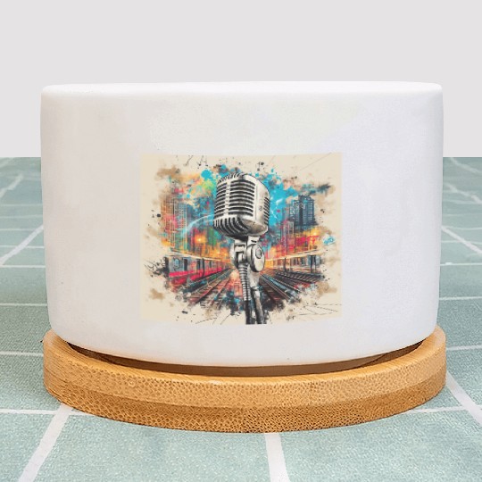 NYC Microphone AT Subway Plant Pots