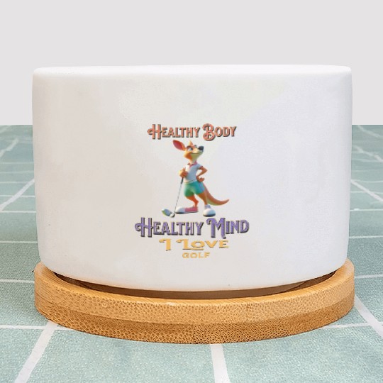 kangaroo playing golf Plant Pots