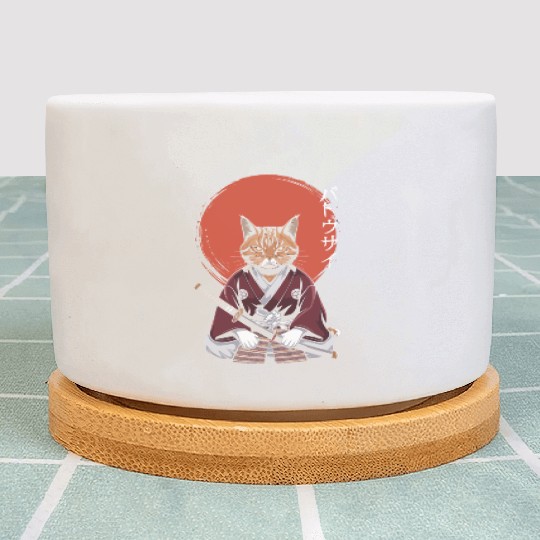 Neko Battousai Samurai Cat Classic Plant Pots