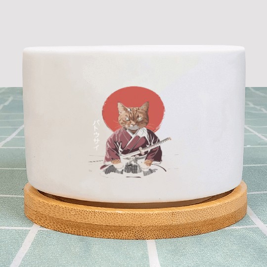 Neko Battousai Samurai Cat Classic Plant Pots