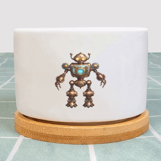 A sturdy steampunk robot Plant Pots