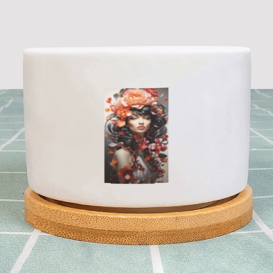 Girl with Flower Collection Plant Pots