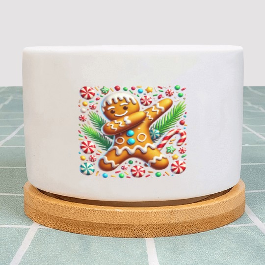 Dabbing Gingerbread Cookie Christmas Fun Plant Pots