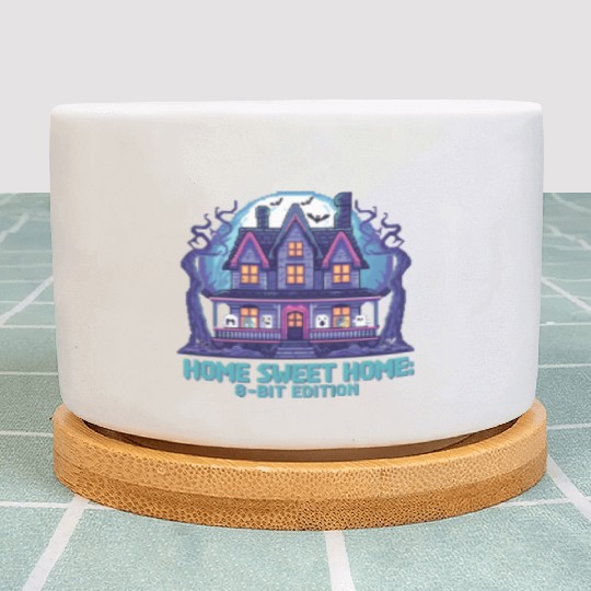 8 Bit Haunted House 01 Plant Pots