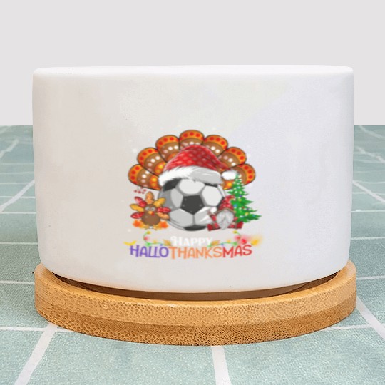 Soccer Turkey Gnome Happy Hallothanksmas Plant Pots