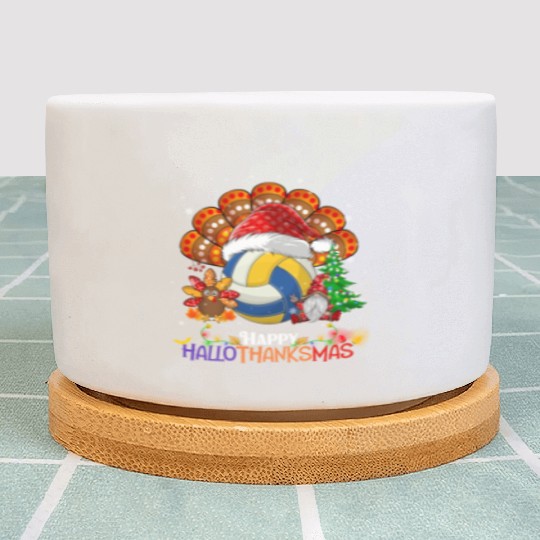Volleyball Turkey Gnome Happy Hallothanksmas Plant Pots
