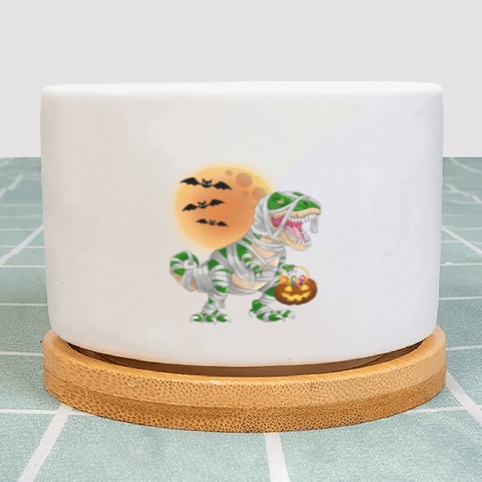 Halloween Dinosaur Mummy T rex Pumpkin Moon Plant Pots