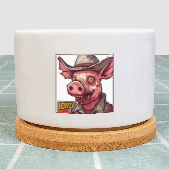 hillbilly redneck zombie cowboy pig Plant Pots