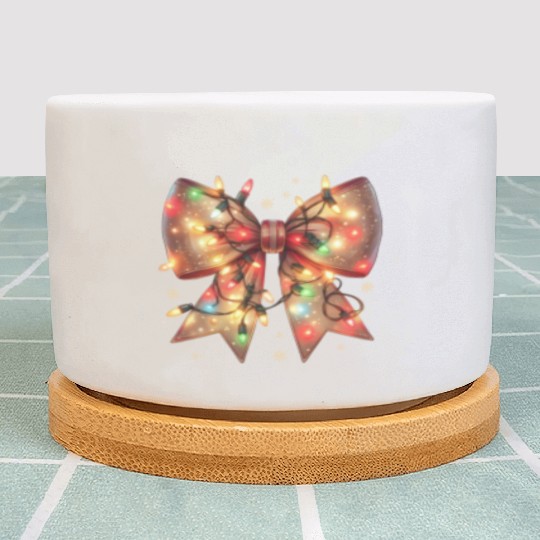 Christmas Light Coquette Bow Plant Pots
