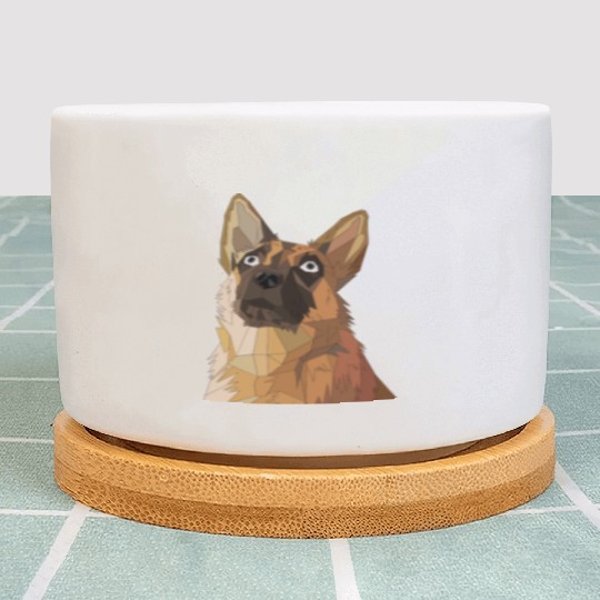 Geometric German Shepherd Dog Art Plant Pots
