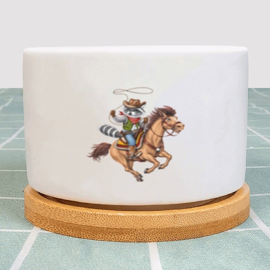 Raccoon Cowboy Rodeo Plant Pots