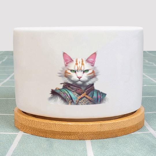 Samurai Cat Guardian Plant Pots