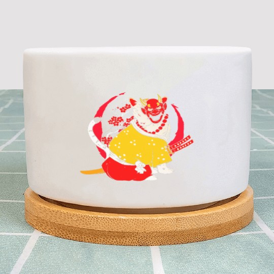 Kanji Japan Katana Oni Ninja Cat Samurai Plant Pots