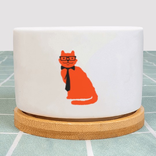 Nerd Cat Horn-rimmed Glasses Geek Smart Kitten Fun Plant Pots
