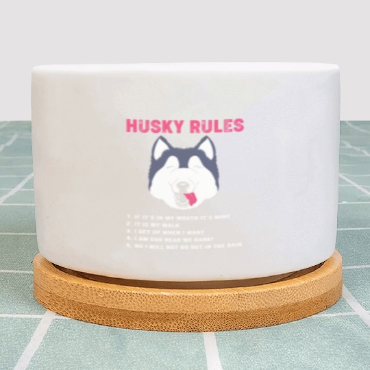 Funny Siberian Husky Dog Face Husky Rules Plant Pots
