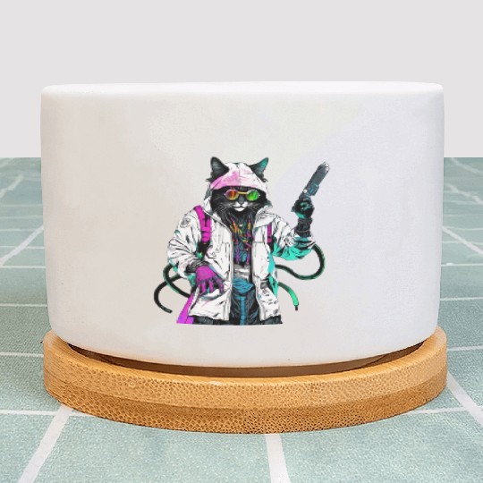 Rastafari Cyberpunk Bad Cat Plant Pots