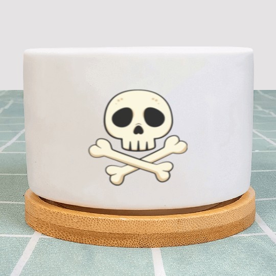 Cartoon skull and crossbones Plant Pots