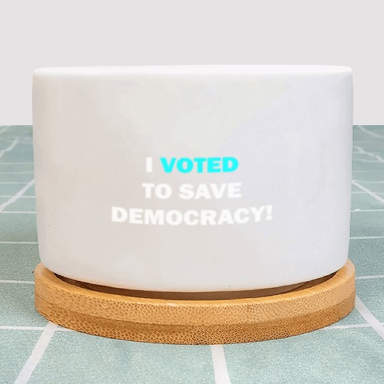 I voted to save democracy white Plant Pots