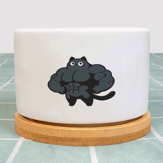 Black Cat Gym Cartoon Plant Pots