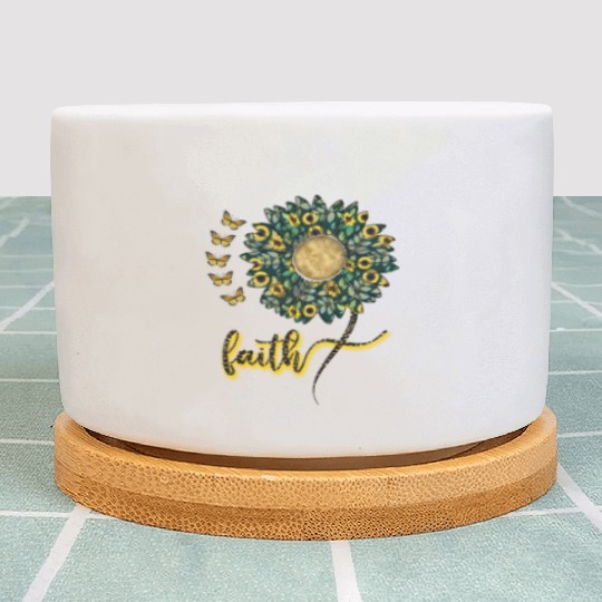 Faith inspired sunflower design Plant Pots