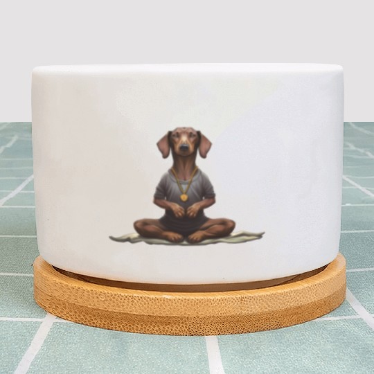 Yoga Dachshund Plant Pots