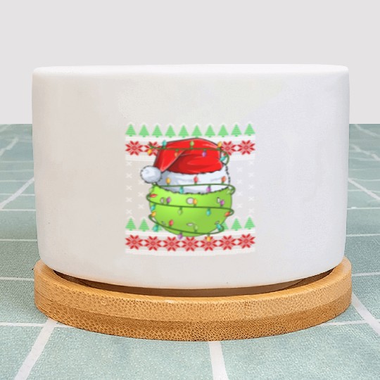 Pickleball Ugly Christmas Santa Hat Plant Pots