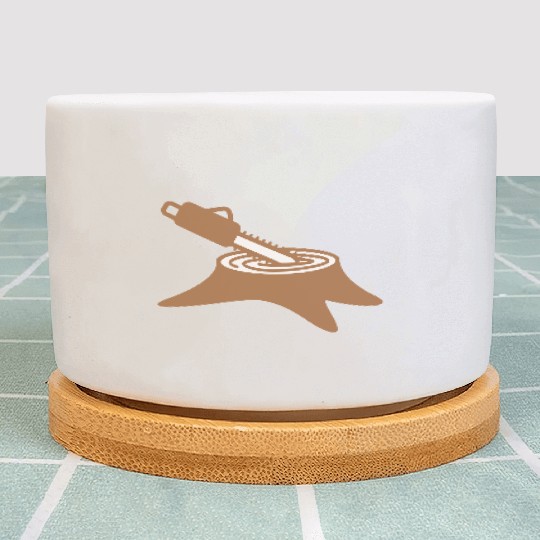 Chainsaw Tree Felling Lumberjack Forest Stump Wood Plant Pots