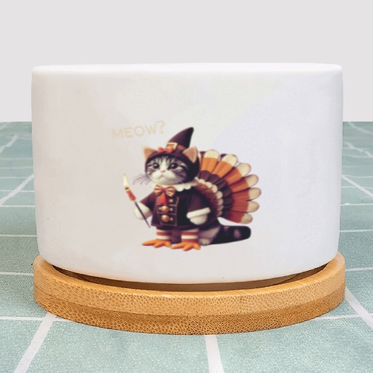 Thanksgiving Cat Fake Cat Meow Plant Pots