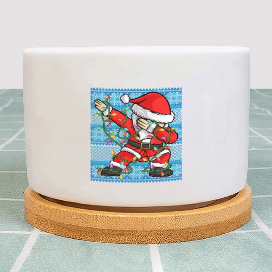 Dabbing Santa Christmas Lights Plant Pots